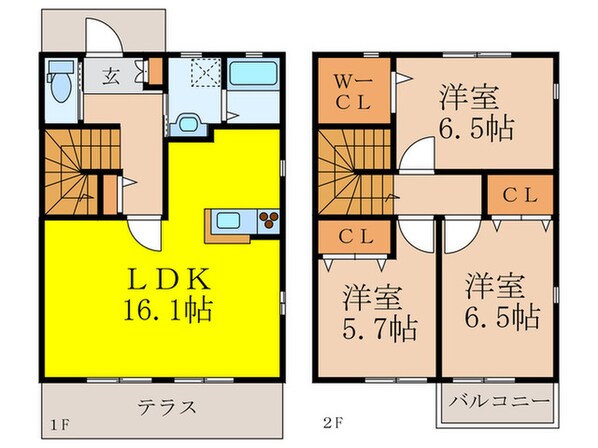 東豊中町３丁目戸建貸家Ｂ棟の物件間取画像